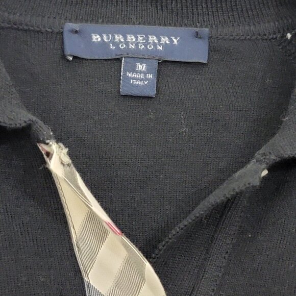 Burberry Nova Check Trim Polo Shirt in Black Medium - Picture 6 of 6